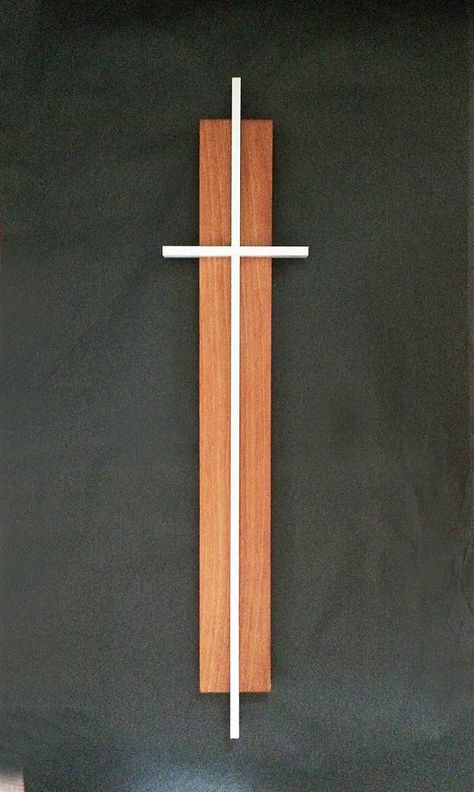 Mid Century Modern TEAK ALUMINUM CROSS Mid Mod Wood Metal Wall Cross 14", Christian Wood Cross Crucifix, Vintage Wood Wall Cross Easter Gift by CoolOldStuffForSale on Etsy Modern Crucifix Design, Wood Cross Wall Art, Large Wooden Cross, Wood Crosses Diy, Vintage Wood Wall, Rustic Wood Cross, Wood Wall Cross Michaels Stores, Wood Wall Cross, Wood Art Diy