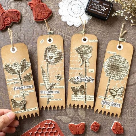 Wire Texture, Cluster Embellishments, Watercolor Tags, Tim Holtz Tags, Handmade Bookmarks Diy, Vintage Bookmarks, Tim Holtz Crafts, Journal Embellishments, Journal Tags