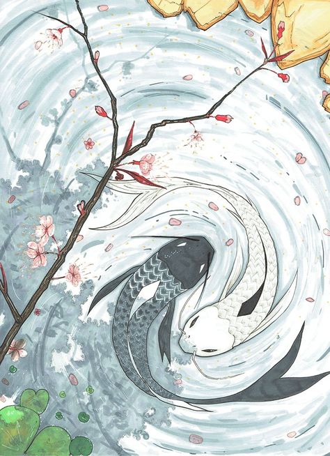 Twi and La the ocean and moon spirits Yin Yang Fish, Karp Koi, Avatar: The Last Airbender, Avatar Series, Avatar The Last Airbender Art, Team Avatar, Japon Illustration, Avatar Airbender, Avatar Aang