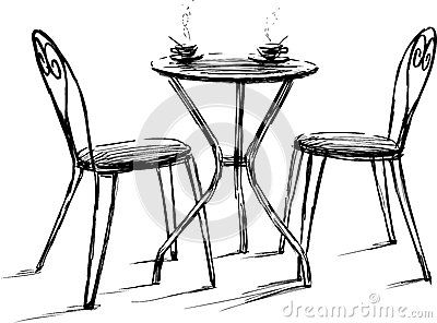 Furniture In Summer Cafe - Download From Over 42 Million High Quality Stock Photos, Images, Vectors. Sign up for FREE today. Image: 36075595 Summer Cafe, Table Drawing, Chair Drawing, Sketch Note, Cafe Table, Interior Design Sketches, Drawing Table, French Cafe, Architecture Drawing Art