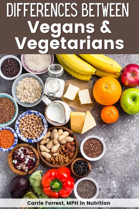 Vegan and vegetarian diets are variations of eating plant-based. In this article, we’ll review the important differences between veganism and vegetarianism including what is included and the potential health benefits of each diet. Clean Eating Diet Recipes, Vegetarian Diets, Healthier Meals, Why Vegan, Real Foods, Meals At Home, Balance Hormones, Healthy Meals To Cook, Feeling Better