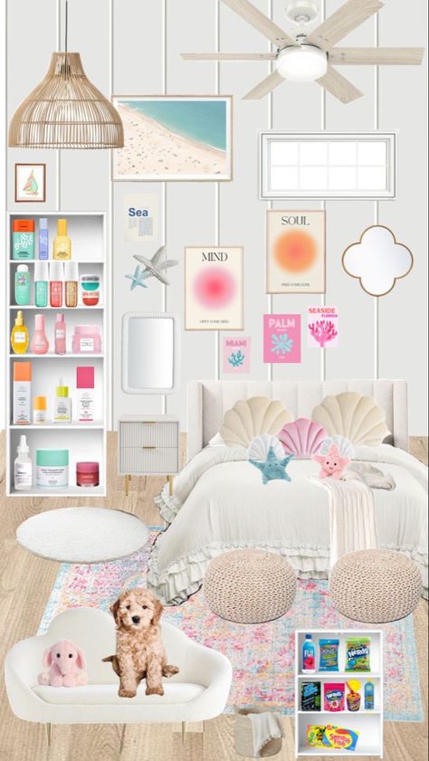 Coconut Girl Room, Coastal Room Decor, Ocean Room Decor, Beachy Room Decor, Room Wishlist, Preppy Bedroom Decor, Beach Room Decor, Beachy Room, White Room Decor