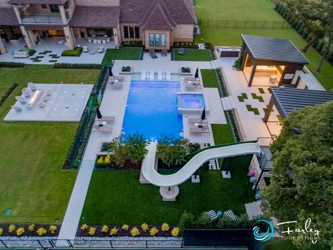 Pool Far From House, Pool Design Backyard, Landscape Ideas With Pool, Family House With Pool, Clubhouse Pool, New Pool Designs, Pool Patio Layout Ideas, Backyards With Pools Ideas, Family Pool Ideas