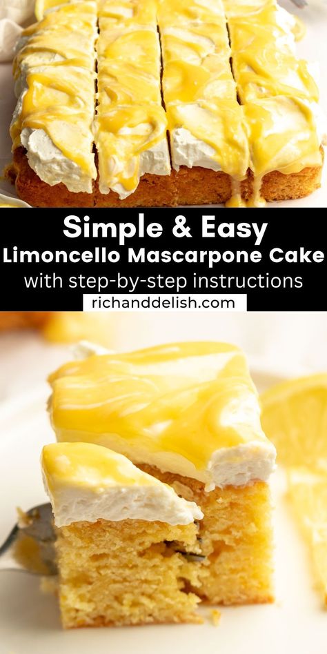 Limoncello Mascarpone Cake Recipe, Tart Lemon Curd, Italian Lemon Cake, Holiday Recipes Christmas Desserts, Limoncello Cake, Italian Baking, Lemon Mascarpone, Mascarpone Cake, Christmas Main Dishes