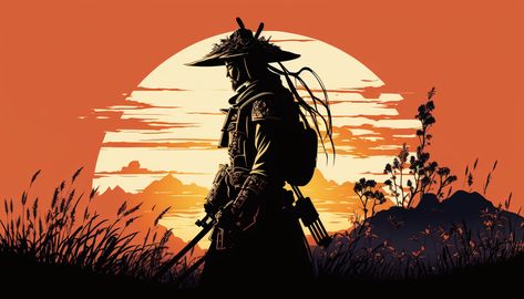 Samurai Wallpaper Hd Pc, Japanese Art Samurai, Samurai Wallpaper, Dark Wallpaper Iphone, Sunset Wallpaper, Wallpaper Pc, Dark Wallpaper, Dark Fantasy Art, Dark Fantasy