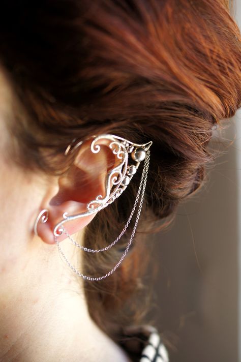 Silverplated ear cuffs. Very comfortable, can be adjusted to any size. Elf Ears Cosplay, Ear Cuffs No Piercing, Fairy Items, Cosplay Items, Wedding Circlet, Ears Cosplay, Lotr Wedding, Elf Ear Cuff, Fairy Ears