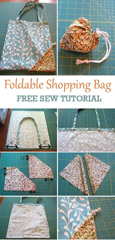 Shopping Bag Tutorial, Shopping Bags Diy, Clutch Tutorial, Foldable Shopping Bag, Diy Sy, Sew Ins, Bag Sewing, Bag Tutorial, Patchwork Quilting