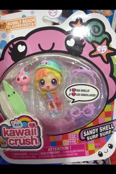 New Kawaii Crush Bubbly Beach Collection: Sandy Shell Surf Surf Secret Crush Dolls, Kawaii Crush Dolls, Cutie Cars Shopkins, Barbie Surfing, Kawaii Crush, Muñeca Baby Alive, Decora Girlz Dolls, Kawaii Toys, Daughter Christmas