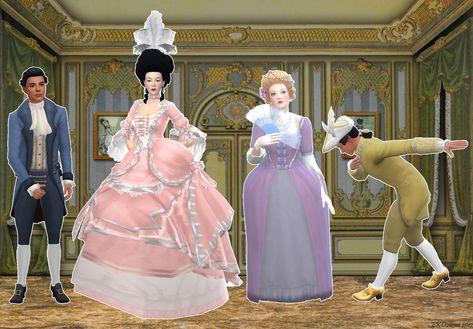 Sims 4 Rococo Dress, Sims 4 Royal Family, Victorian Sims 4, Sims 4 Historical Cc, Rococo Era, Masculine Outfits, Sims 4 Royal, Sims 4 Historical, Rococo Dress