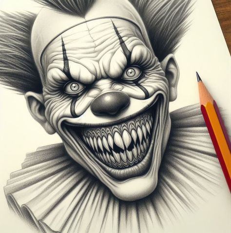 Clown Face Tattoo, Clown Sketch, Scary Clown Drawing, Creepy Clown Pictures, Scary Clown Face, Evil Clown Tattoos, Clown Photos, Baby Tattoo Designs, Evil Clown