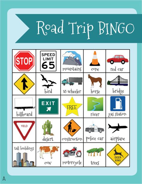 Great idea for a free printable--five versions of travel bingo so each of your kids can have a different one on a road trip Road Trip Bingo Printable, Fun Road Trip Games, Travel Bingo, Road Trip Bingo, Kids Travel Activities, Bingo For Kids, Road Trip Activities, Road Trip Games, Bingo Printable