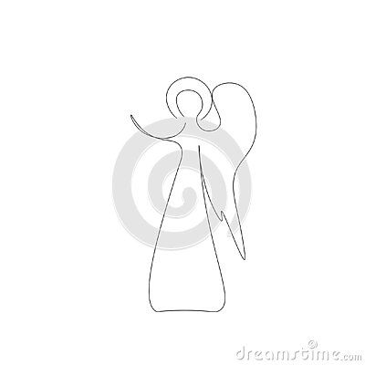 Angel One Line Drawing, Angel Line Drawing, Sketch Silhouette, Angel Sketch, Heart Silhouette, Minimalist Drawing, Drawing Vector, Christmas Angel, Tattoo Ink