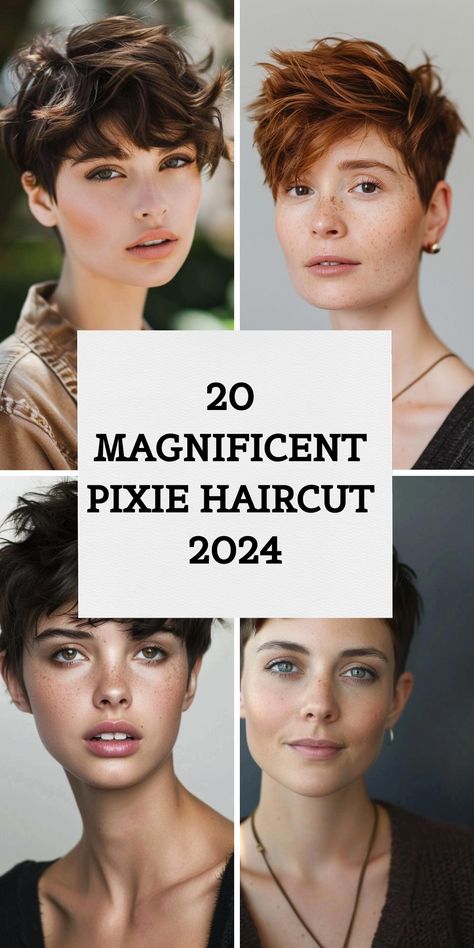 French Pixie Haircut Chic, Caramel Pixie Haircut, Women’s Pixie Cut, Messy Short Hair Pixie, Square Face Pixie Haircut, Mod Pixie Haircut, Pixie 2024 Trends, Queer Short Haircuts, Pixie Haircut 2024 Trends Women