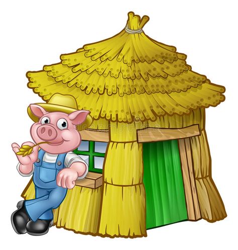 Three Little Pigs Fairy Tale Straw House. A cartoon illustration from the three #Sponsored , #Ad, #ad, #Fairy, #cartoon, #illustration, #Tale Peppa Pig Friends, Straw House, Three Little Pigs Story, Three Little Pig, Paper Flower Wall Hanging, Pig Clipart, The Three Little Pigs, Pig House, Pig Character