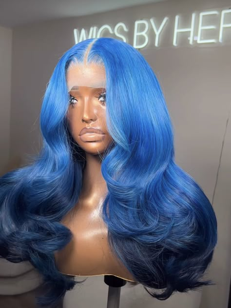 Blue Hairstyles, Hello 21, Pretty Wigs, Wig Maker, Blue Wigs, Frontal Wig Hairstyles, Hairstyle Inspo, Blue Wig, Celebrity Hair Stylist