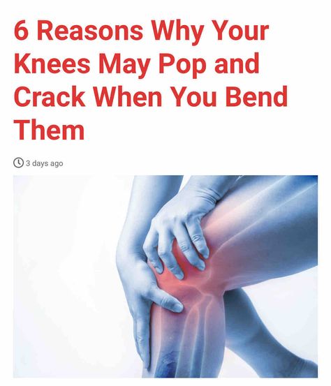 6 Reasons Why Your Knees May Pop and Crack When You Bend Them

👉 Read more here👇
👉 https://www.ironmagazine.com/2024/6-reasons-why-your-knees-may-pop-and-crack-when-you-bend-them/

#knees #bones #viral #knowledge #healthblog #ironmagazine Knee Bruising, Knee Popping, Viral Knowledge, Bone Cracking, Cracking Knees, Patellofemoral Pain Syndrome, Sore Knees, Knee Cap, Knee Replacement