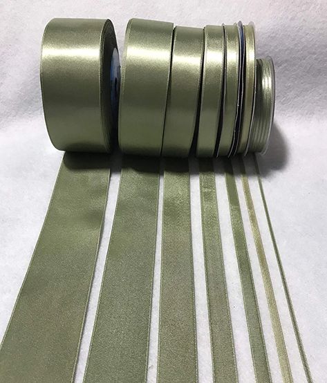 Amazon.com: Sage Green Double Sided Satin Ribbon - Made in France - 3 Yards (7 Widths to Choose from) Silk Velvet Fabric, Ribbon Wrap, Lambs Ear, Cork Fabric, How To Make Ribbon, Green Brands, Fabric Ribbon, Santa Clara, Green Satin