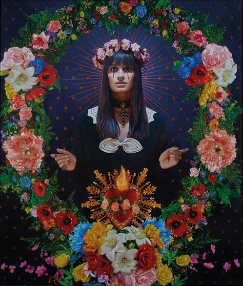 Pierre et Gilles 2019 'La madone aux fleurs' Clara Luciani Aesthetic Generator, Ranch Hand, Virgin Of Guadalupe, Fever Dream, Art Photography Portrait, Performance Artist, Top Art, A Level Art, Art Appreciation