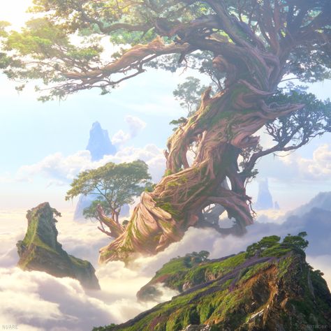 Tree Fantasy Art, Fantasy Tree, Magical Tree, Giant Tree, Fantasy Background, Location Inspiration, Fantasy Forest, Scene Art, Ancient Tree