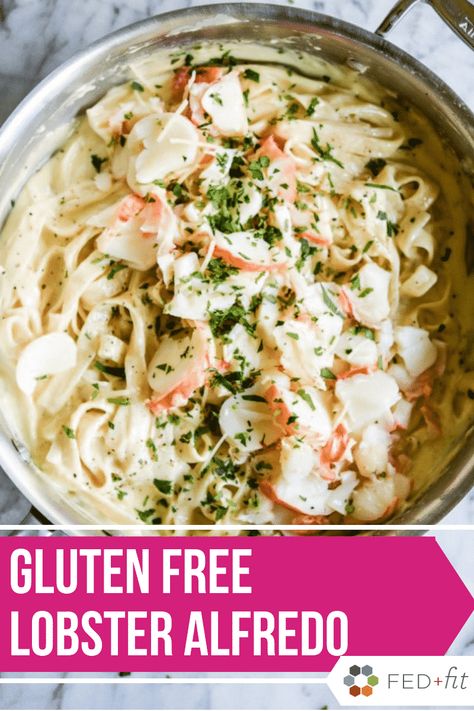 Lobster Alfredo is a great recipe to try for an at home date night or a special occasion. You will wow your dinner guests with this special meal! #holiday #datenight #glutenfree Lobster Alfredo, Lobster Pasta, At Home Date Night, Fed And Fit, Home Date Night, Lobster Dishes, How To Cook Lobster, At Home Date, Healthy Living Recipes