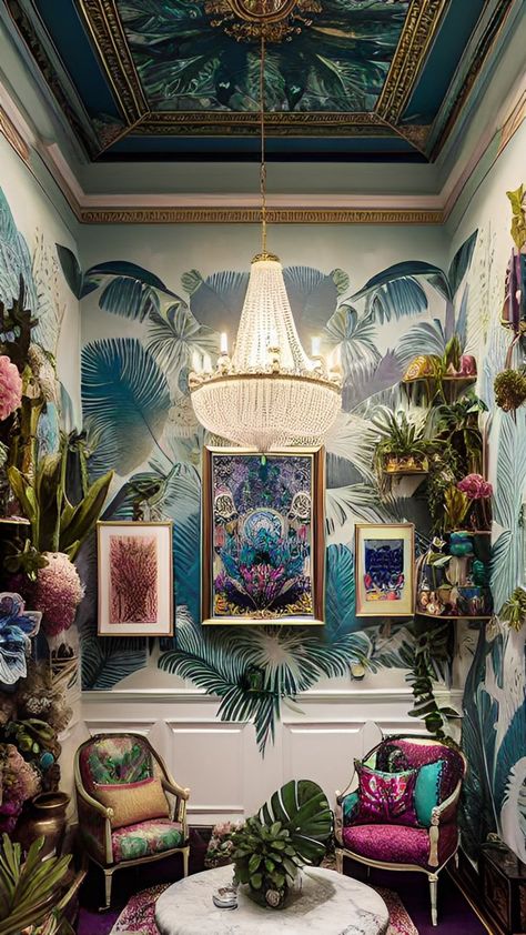 Glamorous Retreat: Creating an Oasis of Style in Your Bedroom #GlamorousSpaces Maximalist Dining Rooms, Maximalist Color Palette, Maximalist Painting, Japandi Bedroom Ideas, Modern Tv Room, Solar Lights Diy, Accent Wall Paint, Diy Lanterns, Luxury Bedroom