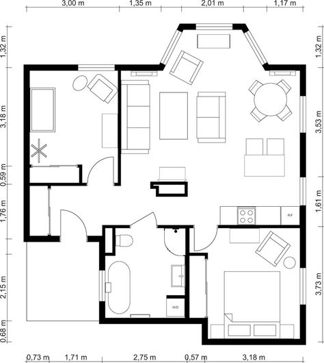 RoomSketcher-2-Bedroom-Floor-Plans Draw Floor, Sketch Plan, Two Bedroom Floor Plan, Bedroom Layout Design, 2 Bedroom Floor Plans, Floor Plan With Dimensions, 3 Bedroom Floor Plan, Shop Drawing, Two Bedroom House