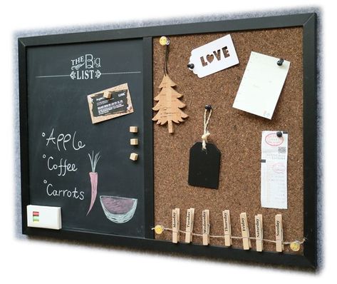 As one of the best selling items, the big list chalkboard cork board combo is ideal for any space of the home with its magnetic chalkboard and carbonized cork board, designed by Rimemo, a combo board manufacturer based in China. Cork Board Decor, Classroom Boards, Magnetic Chalkboard, Organization Board, Diy Chalkboard, Love List, Weekly Monthly Planner, Command Center, Memo Board