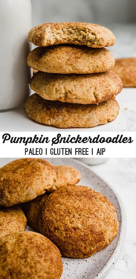 These pumpkin snickerdoodles are the perfect fall cookie! They're gluten-free, dairy-free, egg-free, paleo and AIP. Aip Pumpkin, Aip Cookies, Aip Baking, Unbound Wellness, Autoimmune Recipes, Pumpkin Snickerdoodles, Autoimmune Paleo Recipes, Aip Paleo Recipes, Aip Desserts