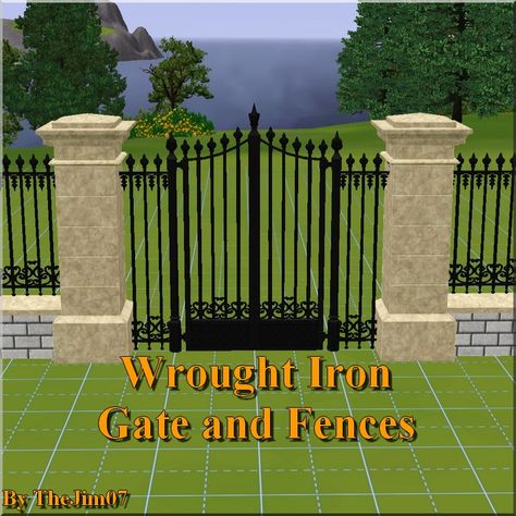 Mod The Sims - Wrought Iron Gate and Fences Sims 4 Medieval, Sims 3 Mods, Cc Sims4, Fence Doors, Wrought Iron Gate, Free Sims, Old Fences, Sims 4 Teen, Sims 4 Cc Furniture