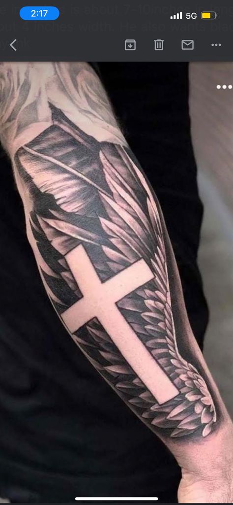 Cross Shoulder Tattoos, Heaven Tattoos, Wolf Tattoo Sleeve, Cool Wrist Tattoos, Cross Tattoo For Men, Men Tattoos Arm Sleeve, Forarm Tattoos, Forearm Sleeve Tattoos, Cross Tattoo Designs