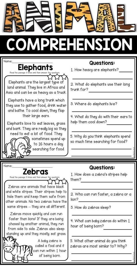 Grammar corner Animal Reading Comprehension Animal Reading, Comprehension Kindergarten, 2nd Grade Reading Comprehension, First Grade Reading Comprehension, Teaching Reading Comprehension, Reading Comprehension For Kids, Reading Comprehension Kindergarten, Reading Comprehension Lessons, 2nd Grade Reading