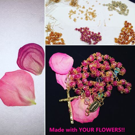 Petal Beads - Handcrafted Jewelry Diy Flower Petals, Diy Rose Petals, Make A Rosary, Flower Rosary, Wooden Spool Crafts, Spool Crafts, Diy Roses, Flower Petal, Handmade Flower