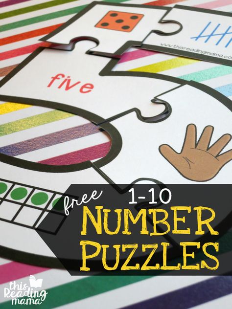 These free printable number puzzles for 1-10 can help kids see how numbers can be represented in a variety of ways. Plus, they are naturally self-checking! Toddler Counting, Reception Maths, Number Puzzle, Maths Ideas, Number Identification, Preschool Homeschool, Math Number Sense, Teaching Numbers, Counting Games