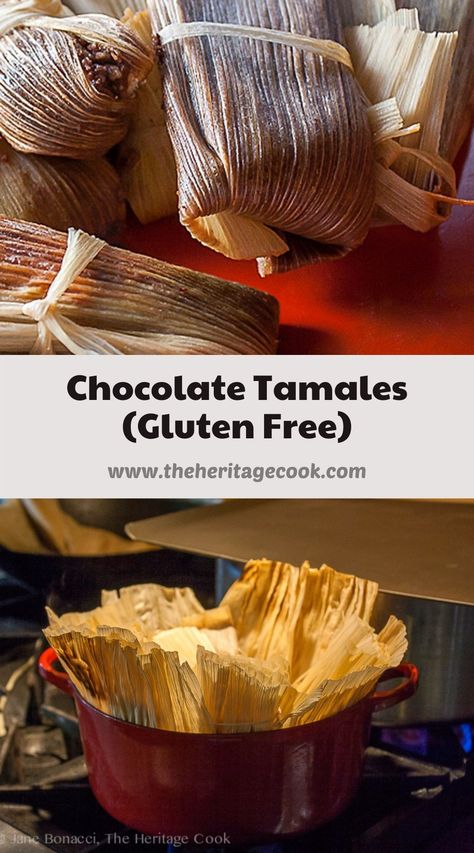 Chocolate tamales aren't the first thing you think of when you are talking about tamales, but they are wonderful. These tamales, chocolatey with a slight earthiness from the corn masa, are a delightful dessert for any time of the year but especially during the holidays. #holidayfood #Christmasfood #tamales #Mexicanfood #ChocolateMonday Chocolate Tamales, Easy Sweet Tamales Recipe, Desert Tamales Recipe, Mexican Sweet Tamales Recipe, Unique Tamales, Dessert Tamales, Vegetarian Tamales, Homemade Tamales Recipe, Homemade Tamales