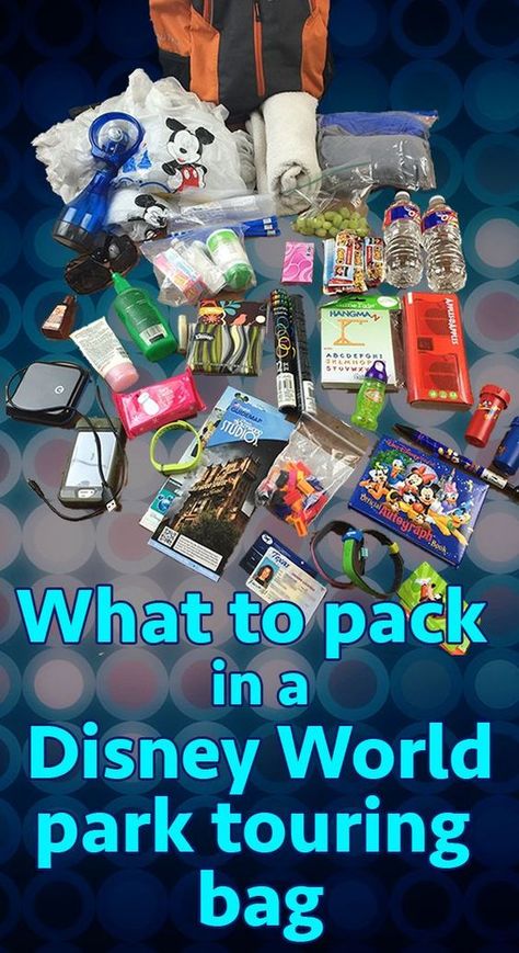 What to put in your Disney World park touring bag - different categories of items to pack + what to do with your bag while you're on rides Disney Florida, Disney Cute, World Trip, Disney Trip Planning, Disney Vacation Planning, Wallpaper Disney, Disney World Planning, Disney World Parks, Disney Planning