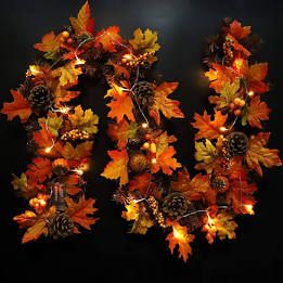 90+ Fall Decorating Ideas for a Beautiful Autumn Season - Southern Living Thanksgiving Garland, Red Autumn, Diy Xmas Gifts, Pumpkin Door, Hanging Vines, Pine Cone Decorations, Christmas Front Doors, Fall Garland, Artificial Silk Flowers