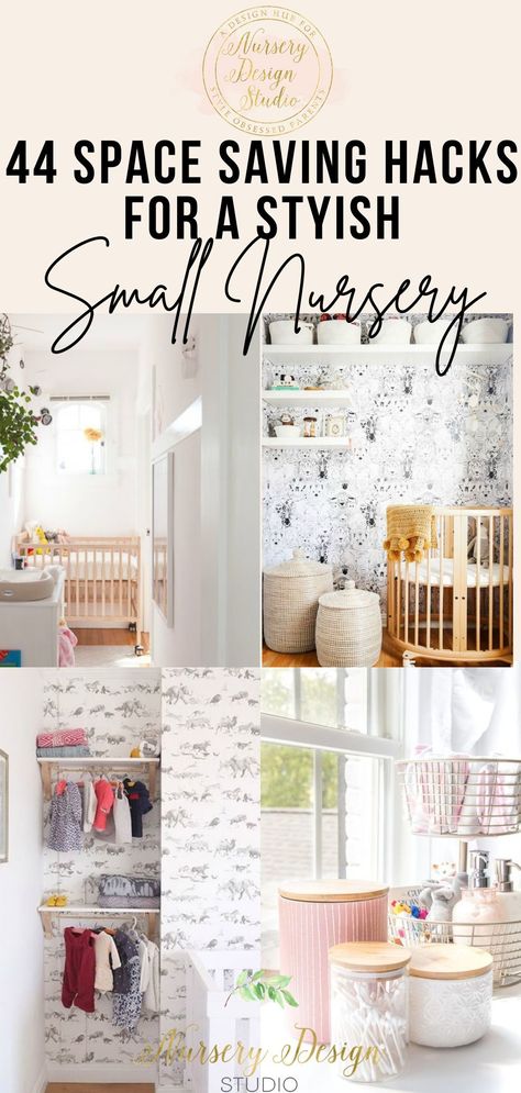 44 SPACE SAVING HACKS FOR STYLISH SMALL NURSERY Small Nursery Ideas Space Saving, Small Nursery Space, Small Nursery Layout, Small Nursery Design, Ikea Nursery Hack, Small Space Baby, Nursery Hacks, Nursery Layout, Tiny Nursery