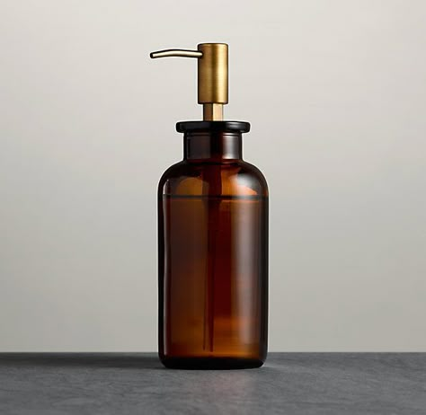 Pharmacy Soap Dispenser Amber Glass: Remodelista Apartment Bathroom Design, Glass Soap Dispenser, Glass Dispenser, London Kitchen, Traditional Baths, Dish Soap Dispenser, Spa Accessories, Hotel Amenities, Soap Dispensers