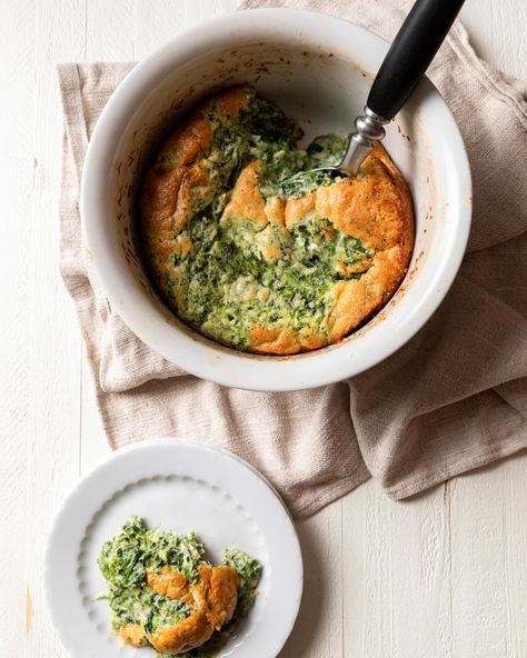 Spinach Soufflé Recipe (Easy, Classic Recipe) | Kitchn Spinach Soufflé, Souffle Recipes Easy, Spinach Souffle, Souffle Recipes, Souffle Dish, Spinach And Cheese, Beef Tenderloin, Frozen Spinach, Brunch Ideas