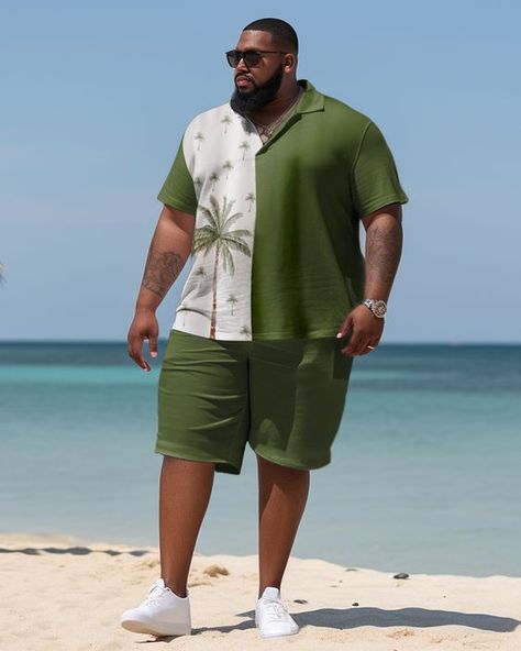 It is very soft the truth is I really liked it arrived quickly and for me stature I look very well Plus Size Men Outfits, Outfits For Big Men, Tall Men Fashion, Holiday Fits, Green Coconut, Bright Colored Outfits, Plus Size Business, Outfit For Summer, Business Colors