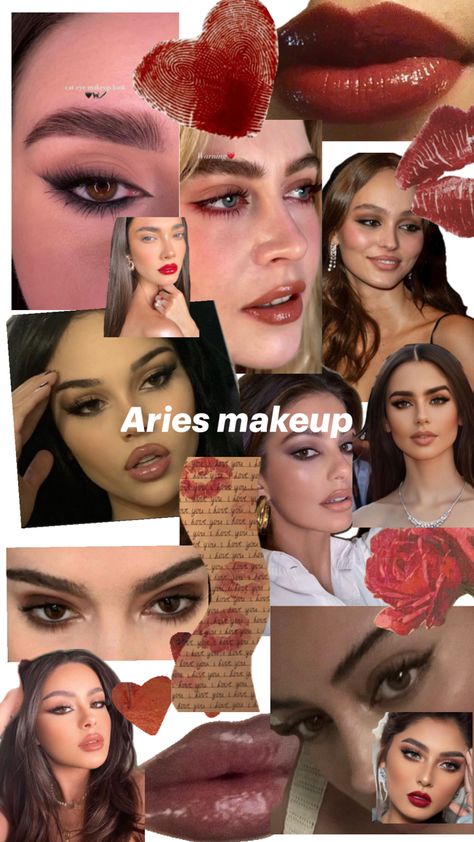 Aries Inspired Makeup, Scorpio Mars Aesthetic, Aries Rising Outfits, Aries Venus Makeup, Aries Rising Makeup, Libra Rising Makeup, Aries Rising Aesthetic, Aries Makeup, Venus Leo