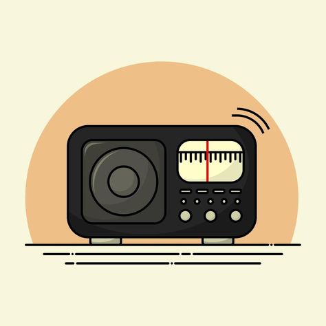 Black Vintage Radio Vintage Radio Illustration, Radio Vintage, Technology Art, Islamic Art Pattern, Happy New Year Png, Funny Cartoon Quotes, Cartoon Quotes, Garage Design, Cute Easy Drawings