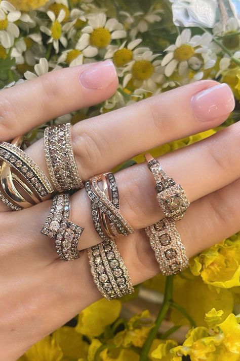 Why choose just one Chocolate Diamond ring when you can wear them all? 🍫 #ChocolateDiamond #Ringstagram #RingsOfInstagram #FineJewelery #OOTD Married Rings, Chocolate Diamond Rings, Levian Rings, Chocolate Diamond Ring, Jewelry Stack, Rich Auntie, Levian Jewelry, Chocolate Diamond, Brown Diamonds