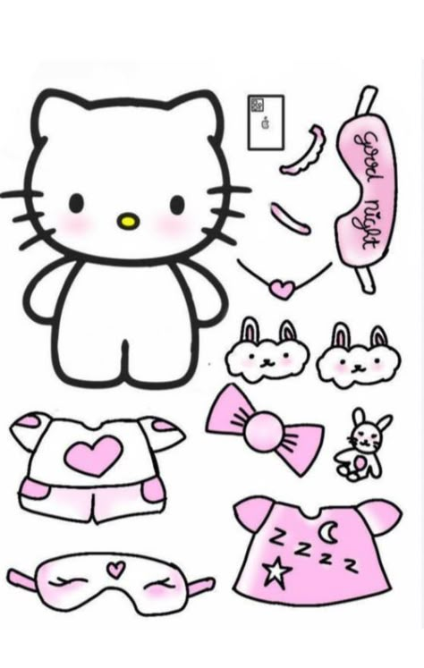 Hello Kitty Cut Out, Hello Kitty Colouring, Diy Hello Kitty, Kitty Crafts, Hello Kitty Printables, Images Hello Kitty, Paper Doll Printable Templates, Hello Kitty Colouring Pages, Paper Dolls Diy