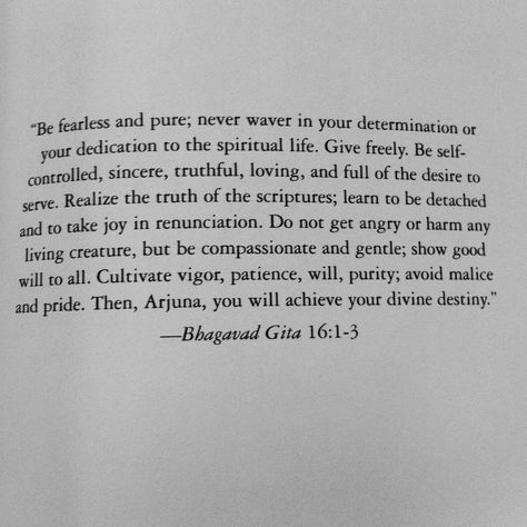 Bhagavad Gita 16:1-3 Krishna Bhagavad Gita, Bhavagad Gita Quotes, How To Read Bhagavad Gita, The Bhagavad Gita Quotes, Bhagavad Gita Quotes Aesthetic, Bhagavad Gita Book Photography, Bhagavad Geeta, Bhagwad Gita Quotes English, Krishna Bhagavad Gita Quotes