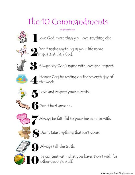 The 10 Commandments paraphrased for kids Gods Rules, 10 Commandments Printable, God's Commandments, The 10 Commandments, 10 Commandments For Kids, The Ten Commandments, 10 Commandments Bible Study, The Ten Commandments For Kids, 10 Commandments Activity