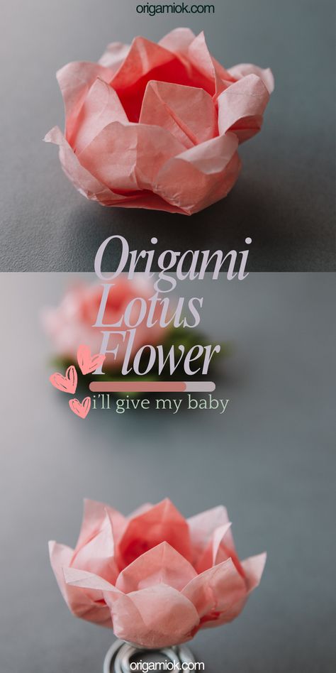 Origami Lotus Flower Tutorial, Paper Lotus Diy, Origami Easy Flower, Lotus Flower Origami, Origami Flower Vase, Diy Lotus Flower, Origami Flowers Easy, Chinese Origami, Origami Flower Tutorial