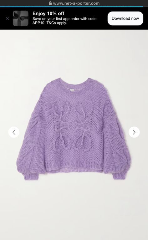 Purple Jumpers, Loewe Anagram, London College Of Fashion, Glam And Glitter, Fashionista Clothes, Purple Sweater, Mr Porter, Net A Porter, Crew Neck Sweater