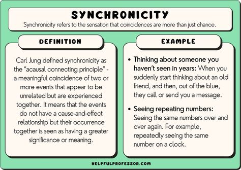 Synchronicity refers to the sensation that coincidences are more than just chance. Carl Jung defined synchronicity as the “acausal connecting principle” - a meaningful coincidence of two or more events that appear to be unrelated Personal Mission Statement Examples, Hypothesis Examples, Mission Statement Examples, Null Hypothesis, Motivation Theory, Kinesthetic Learning, Personal Mission Statement, Confirmation Bias, Personal Mission