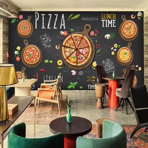 Restaurant Backdrop, Cartoon Pizza, Pizza Wallpaper, Pizzeria Design, Cafe Idea, Shop Background, Pizza Shop, 3d Wallpaper For Walls, Future Shop